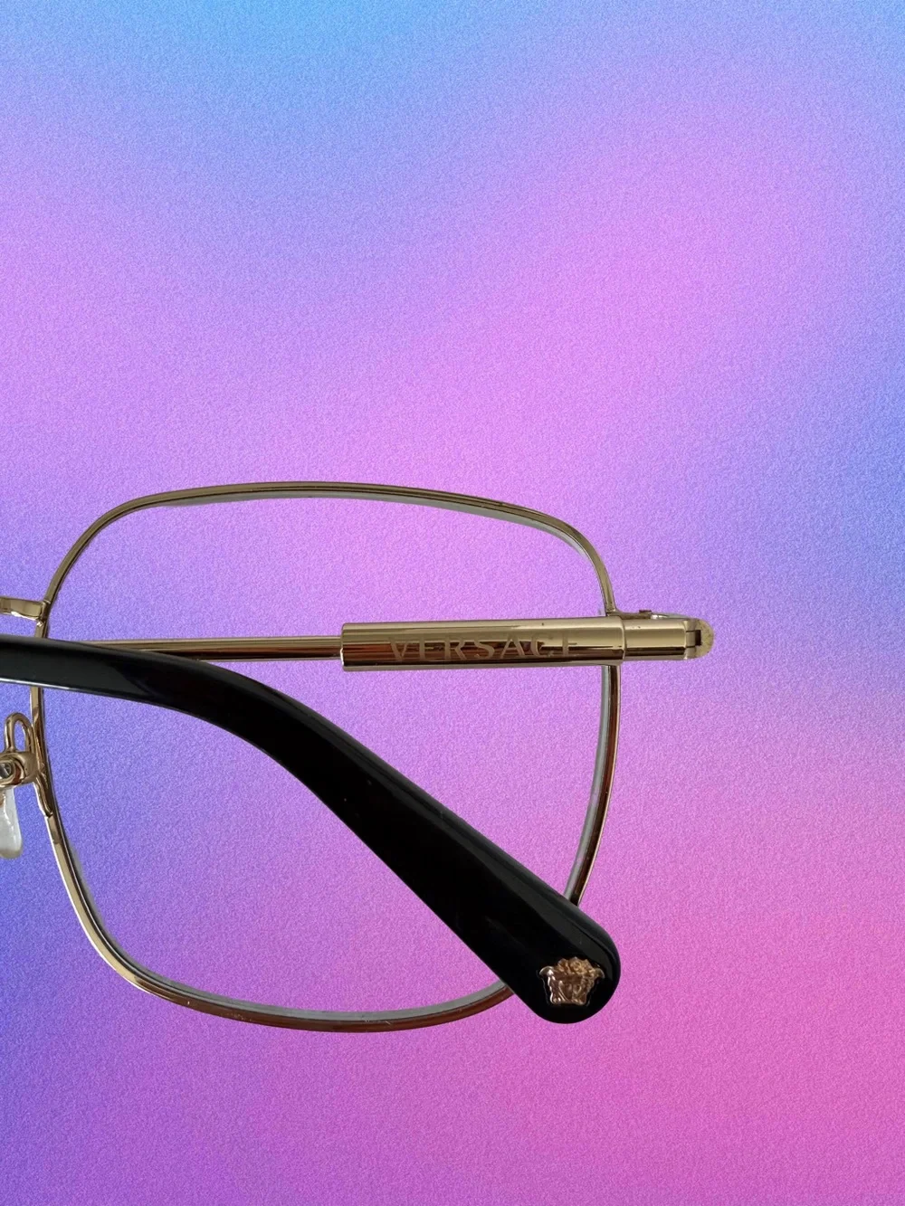 Versace Gold and Black Square Metal Frame Glasses
